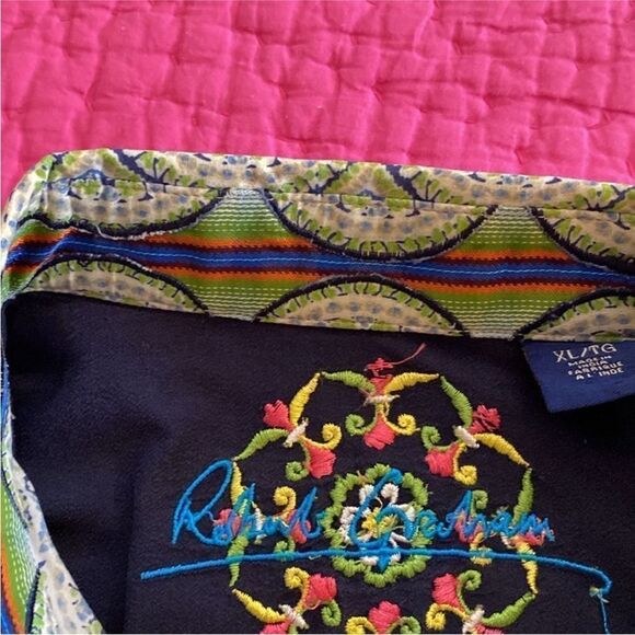 Robert Graham Men's Patterned Shirt - Green and Blue, XL - Picture 11 of 13